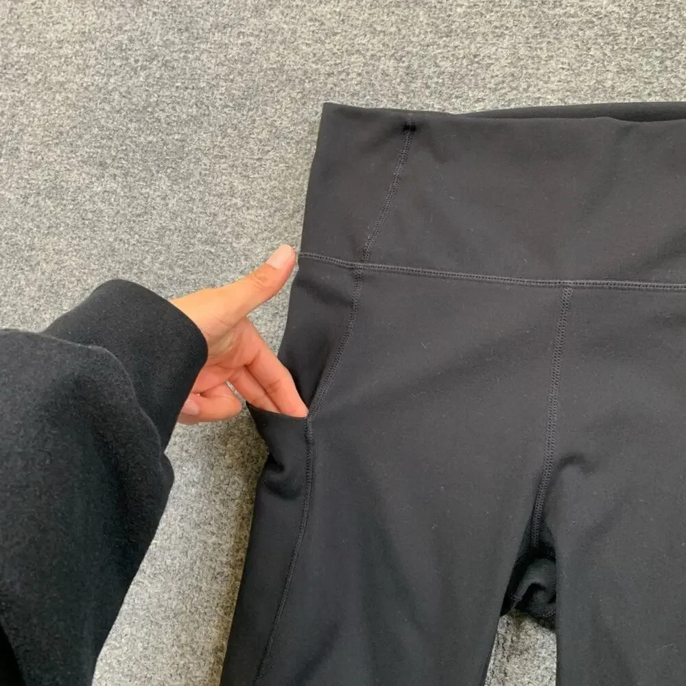 Fabletics Leggings Womens M Medium Black Eggplant PureLuxe High Waisted Crop 2PC